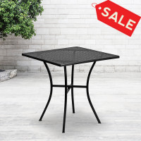 Flash Furniture CO-5-BK-GG 28'' Square Black Indoor-Outdoor Steel Patio Table 